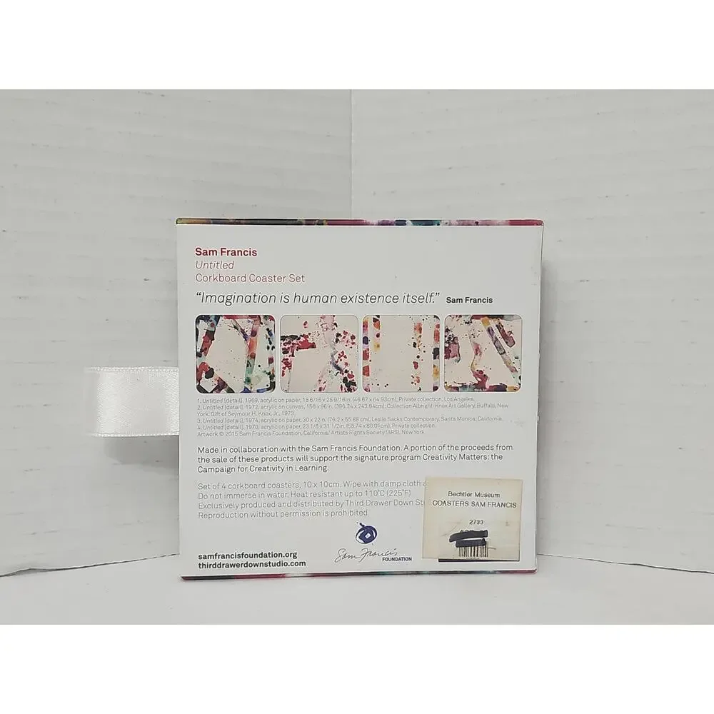 2015 Third Drawer Down Sam Francis Abstract Art Corkboard Coaster Set of 4 Boxed